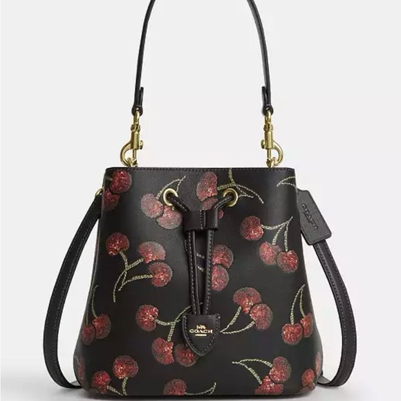 Coach Handbags - Coach Dark Cherry Patterned Shoulder Bag